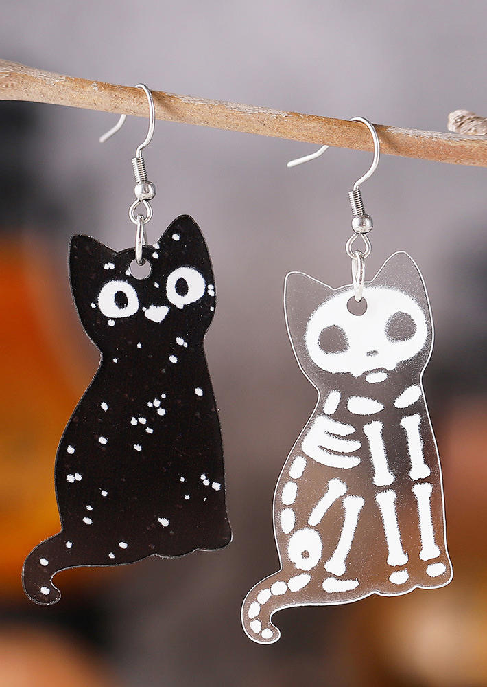 

Skeleton Cat Acryl Earrings, Multicolor, SCM020651