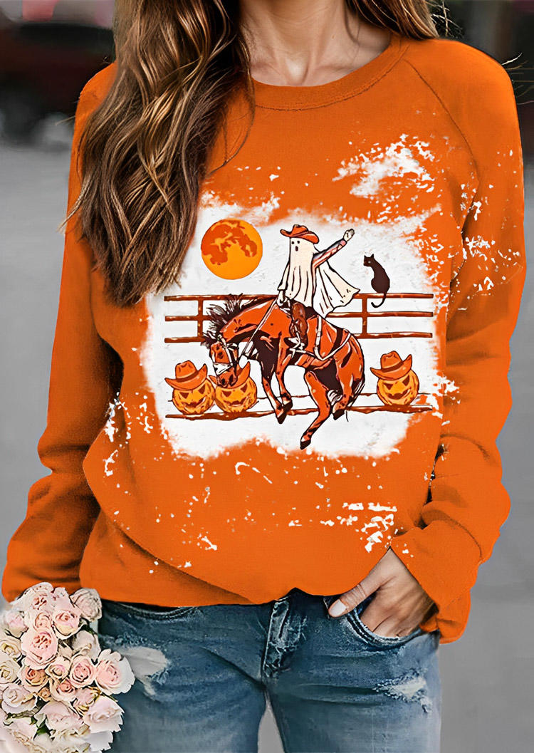 

Ghost Pumpkin Face Cat Sweatshirt - Orange, SCM020287