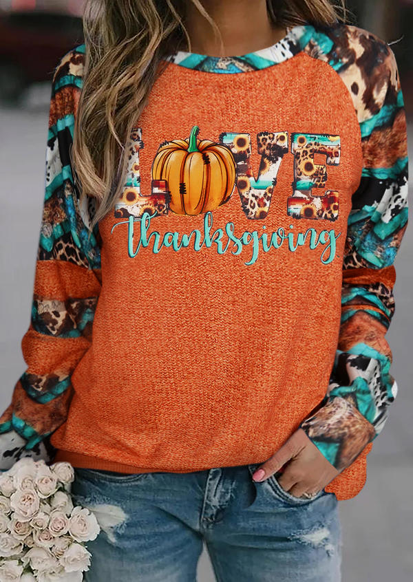 

Love Pumpkin Sunflower Leopard Cow Sweatshirt, Multicolor, SCM020567