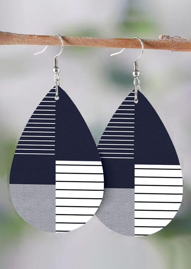 

Striped Color Block Water Drop Earrings, Multicolor, SCM020612