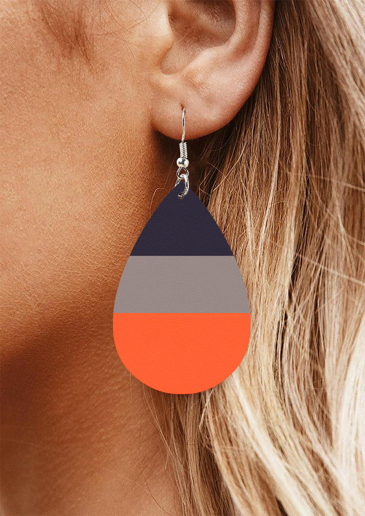 

Striped Color Block Water Drop Earrings, Multicolor, SCM020616