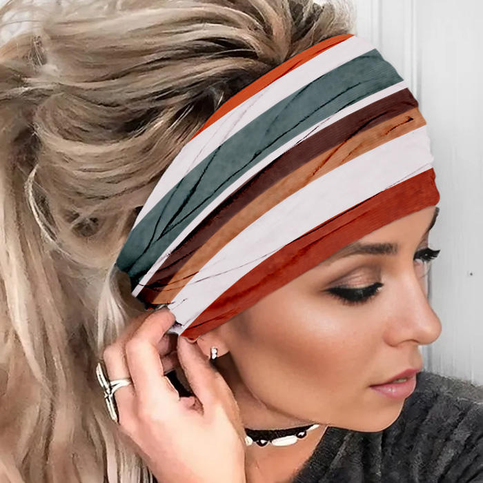 Color Block Striped Yoga Wide Headband