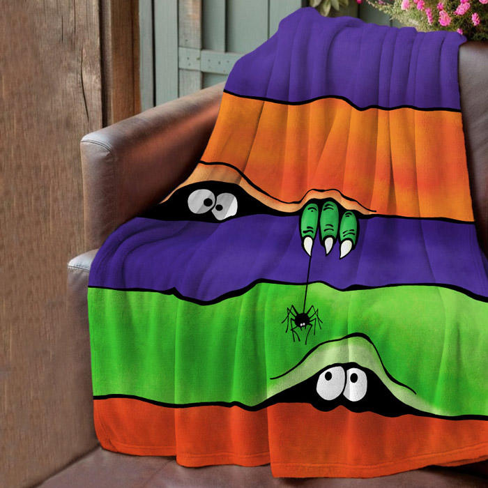 Halloween Peeping Eyes Spider Color Block Blanket