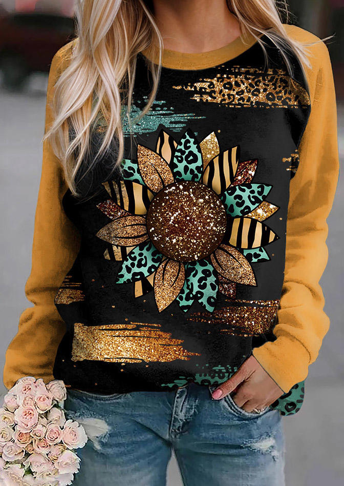 

Sunflower Leopard Glitter Sweatshirt, Multicolor, SCM020564