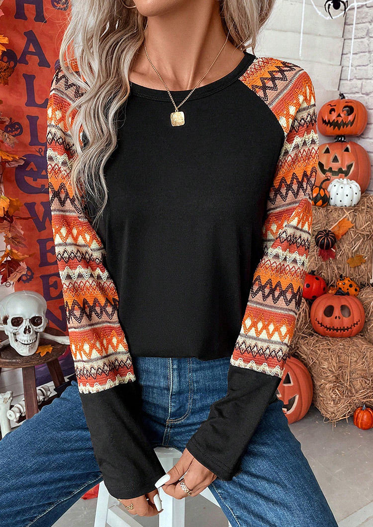 

Abstract Graphic Raglan Sleeve Blouse, Multicolor, SCM020659