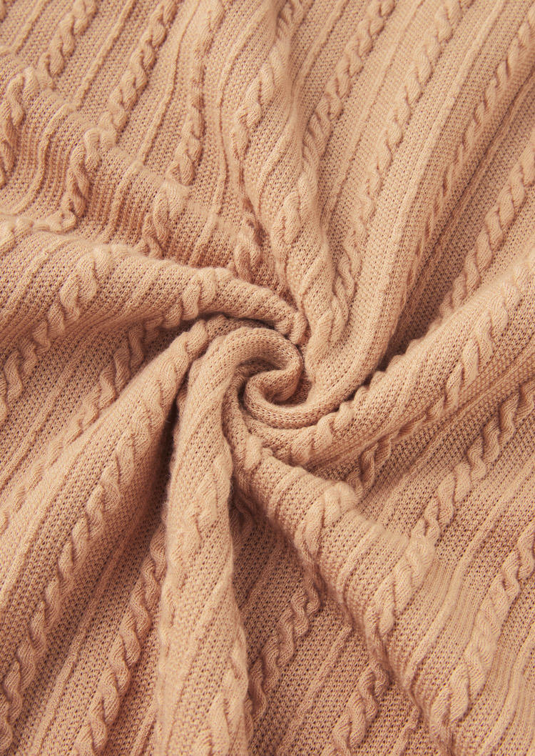 Essentials Plain Textured Warm Tunic Blouse - Brown