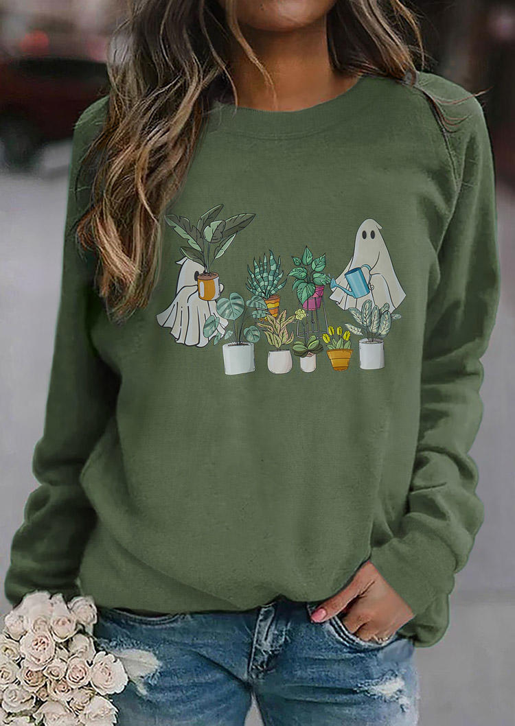 

Ghost Plant O-Neck Sweatshirt - Green, SCM020700