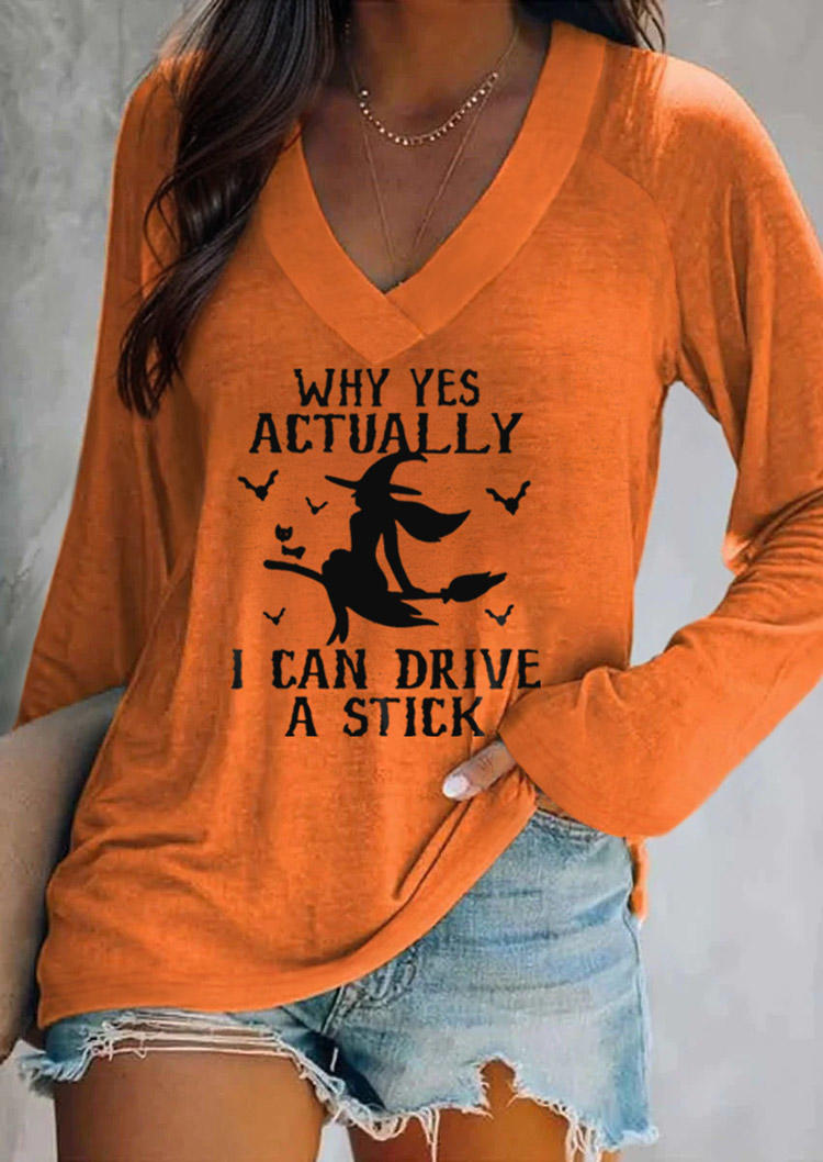 

Halloween Why Yes Actually I Can Drive A Stick T-Shirt Tee - Orange, SCM020739
