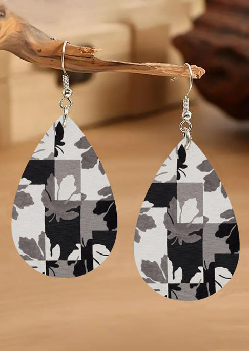 

Maple Leaf Color Block Water Drop Earrings, Multicolor, SCM020826