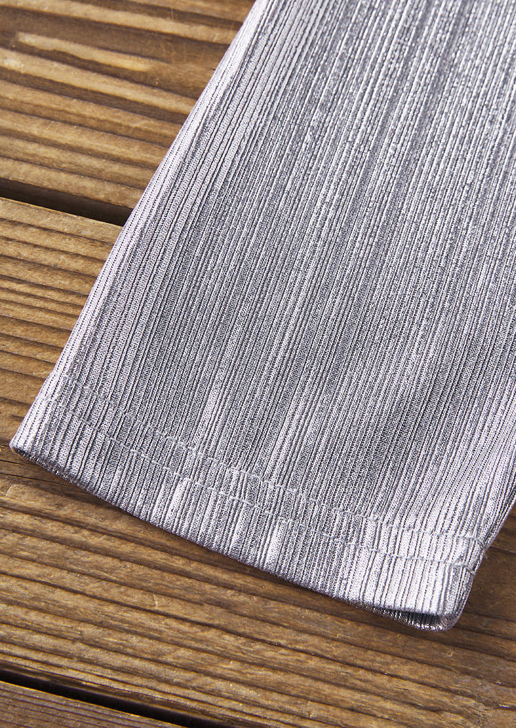 Stunning Metallic Wrap Long Sleeve Blouse - Silver