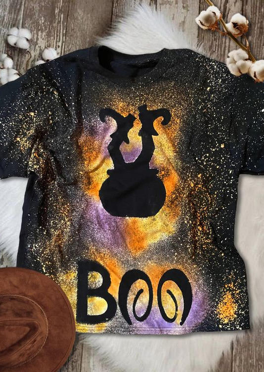 

Halloween Boo Witch Tie Dye T-Shirt Tee - Black, SCM020934
