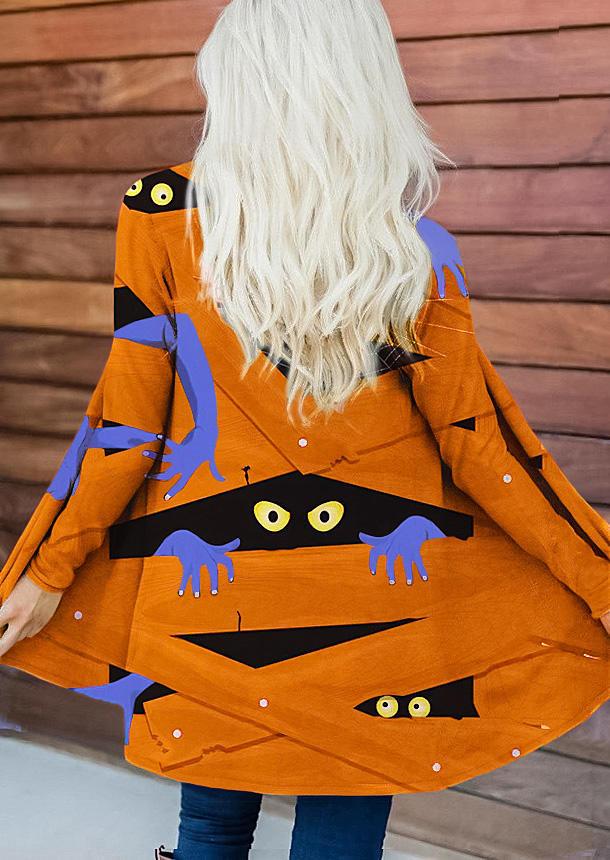 

Halloween Peeping Eyes Spider Web Cardigan - Orange, SCM020962