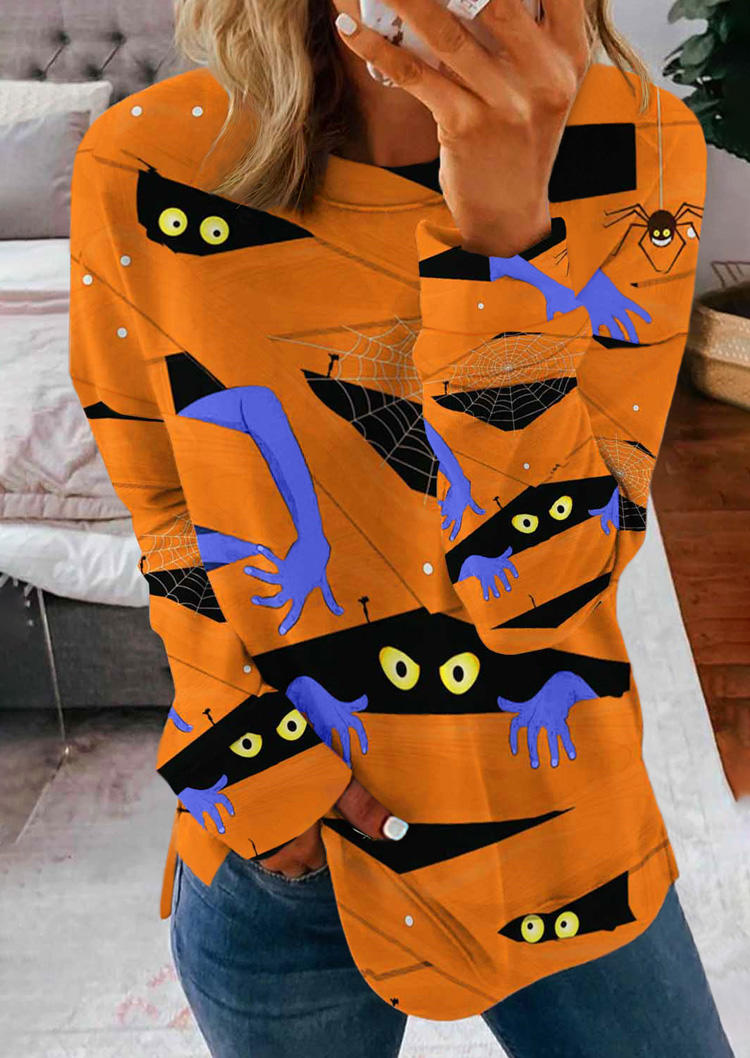 

Halloween Peeping Eyes Spider Web Sweatshirt, Multicolor, SCM020963