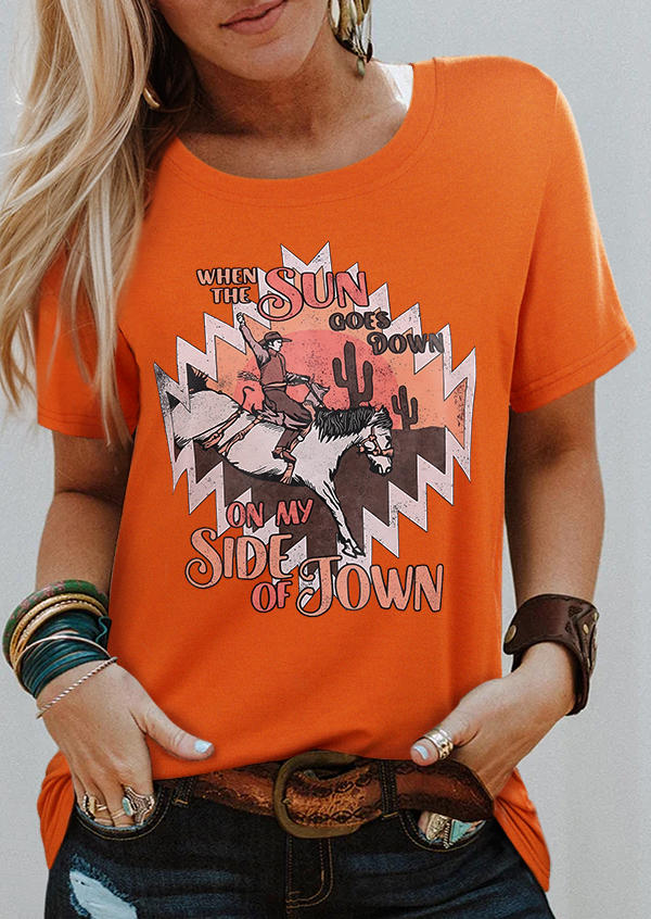 

When The Sun Goes Down On My Side Of Town T-Shirt Tee - Orange, SCM020821