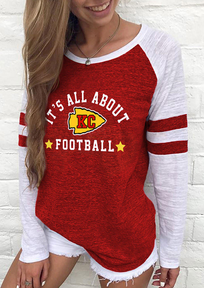 

It's All About Football Soccer Raglan Sleeve T-Shirt Tee - Red, SCM020867