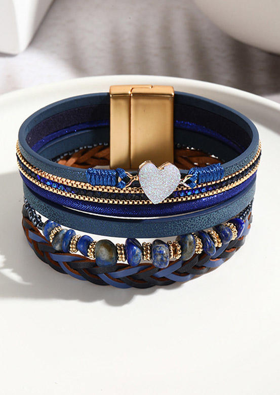 

Heart Magnetic Buckle Bracelet, Blue, SCM020943