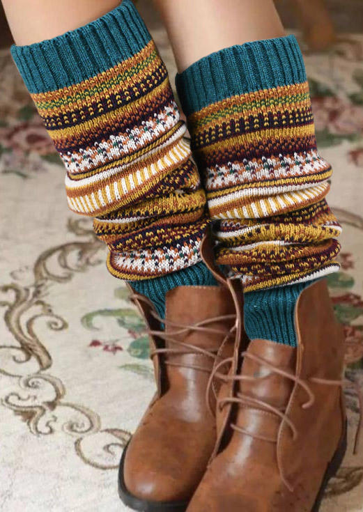 

Color Block Striped Warm Knitted Socks, Blue, SCM020721
