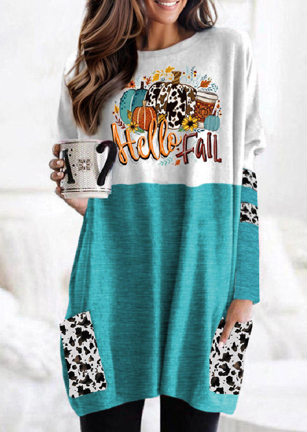 

Hello Fall Pumpkin Color-Blocked Pocket Mini Dress, Multicolor, SCM021099