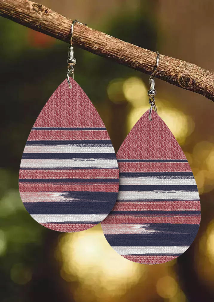 

Striped PU Leather Water Drop Earrings, Multicolor, SCM020942