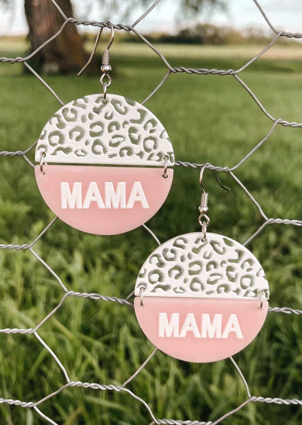 

Mama Leopard Color-Blocked Acryl Earrings, Pink, SCM021001