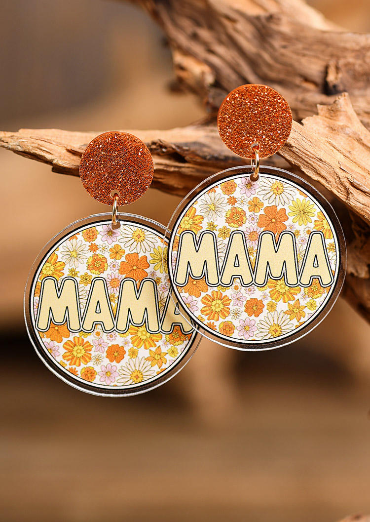 

Mama Floral Glitter Acryl Earrings, Multicolor, SCM021004