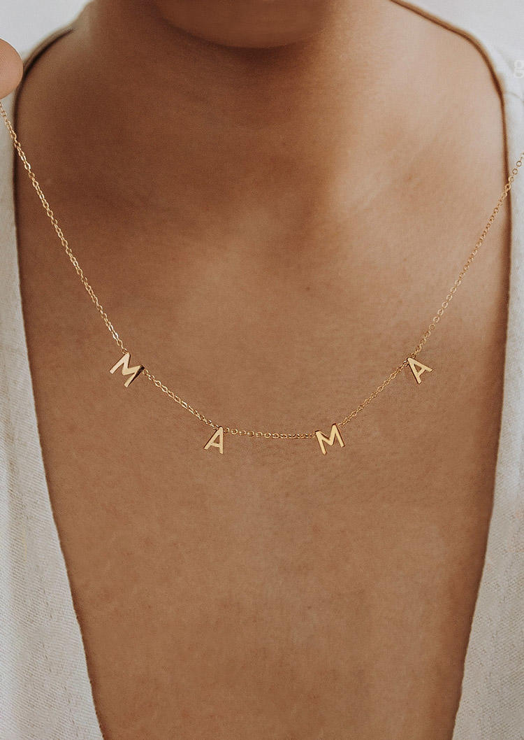 

Mama Simple Alloy Necklace, Gold, SCM021005