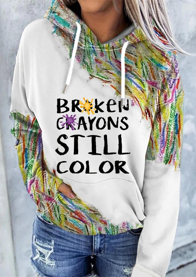 

Colorful Crayons Kangaroo Pocket Hoodie, Multicolor, SCM020812