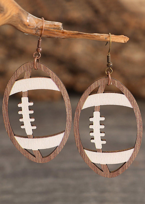 

Football Soccer Hollow Out Wooden Earrings, Multicolor, SCM021138