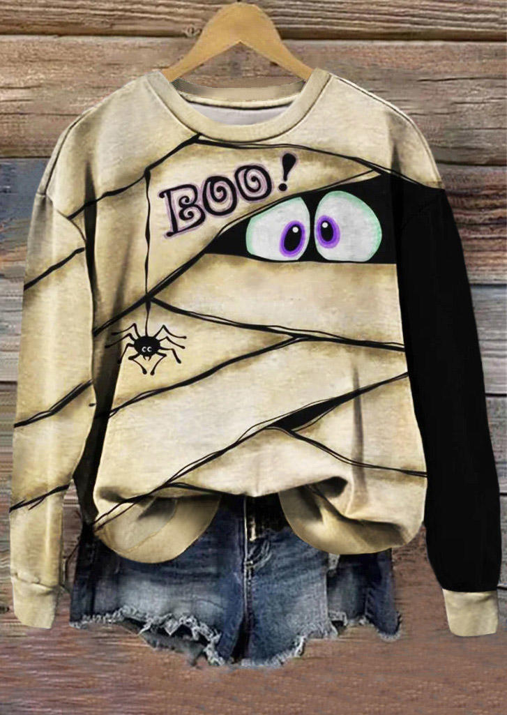 

Halloween Boo Peeping Eyes Spider Sweatshirt, Multicolor, SCM020918