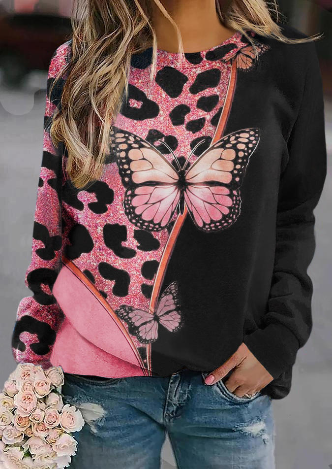 

Leopard Butterfly Glitter Sweatshirt, Multicolor, SCM021058
