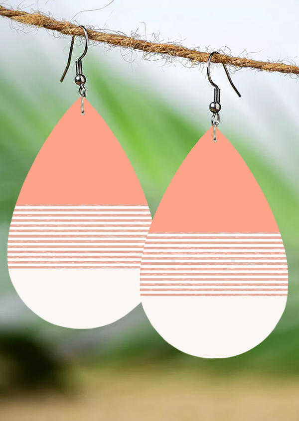 

Striped Color-Blocked Water Drop Earrings, Multicolor, SCM021177