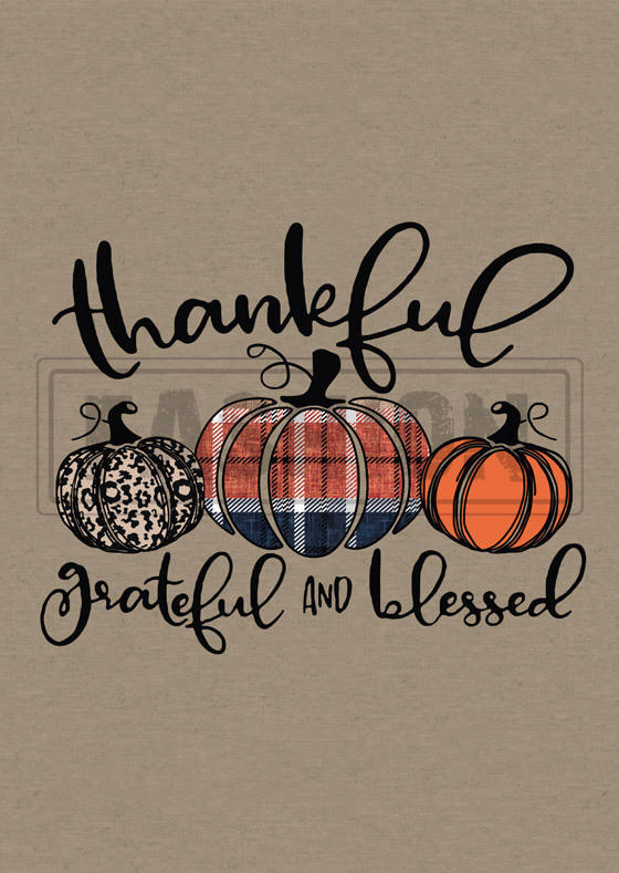 Thankful Grateful And Blessed Leopard Plaid Pumpkin Blouse