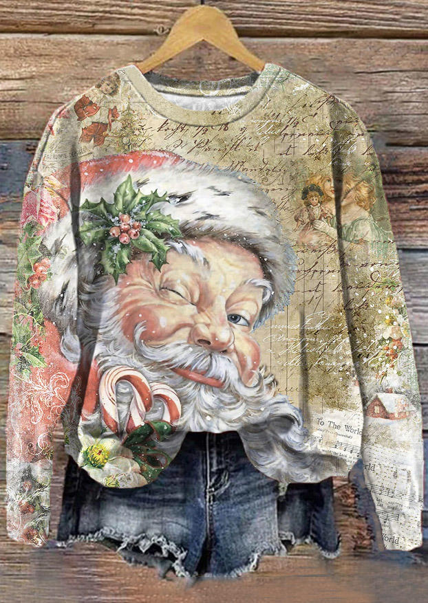 

Christmas Santa Claus Mistletoe Pullover Sweatshirt, Multicolor, SCM021118