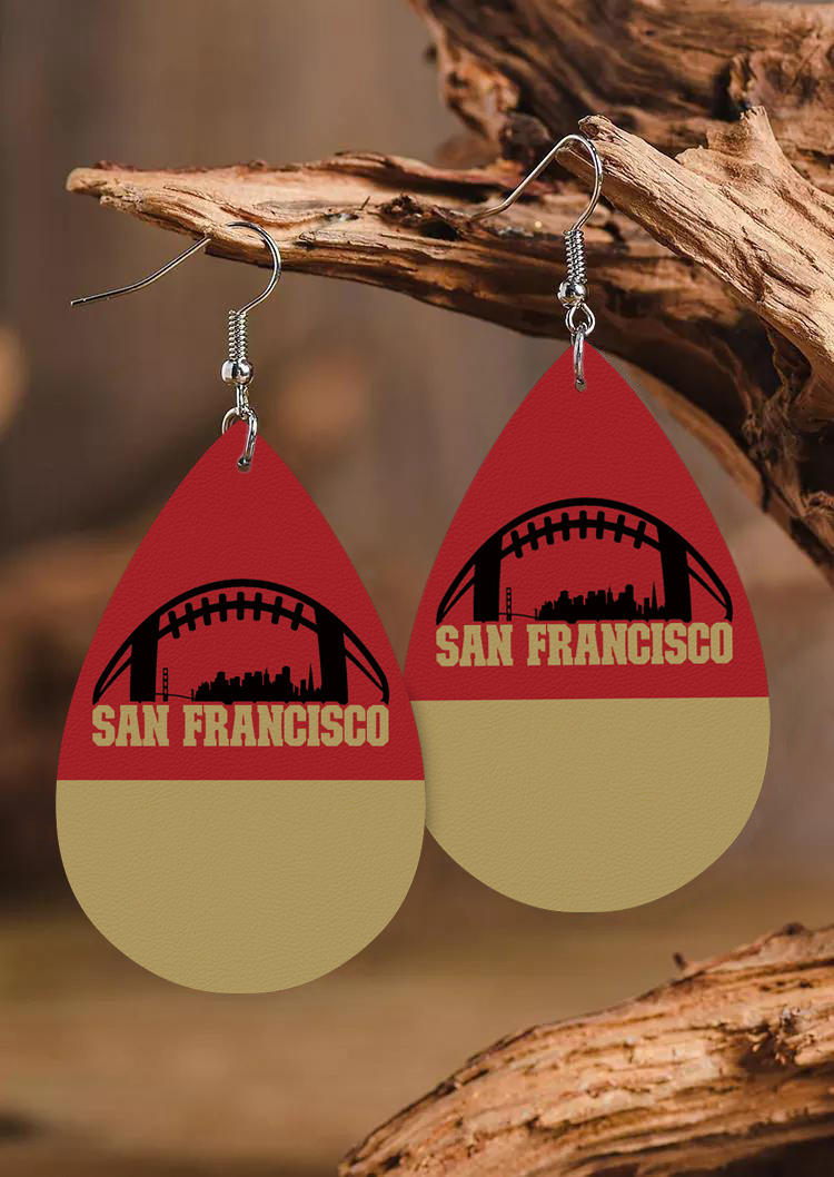 

San Francisco Football Soccer Color-Blocked Water Drop Earrings, Multicolor, SCM021139