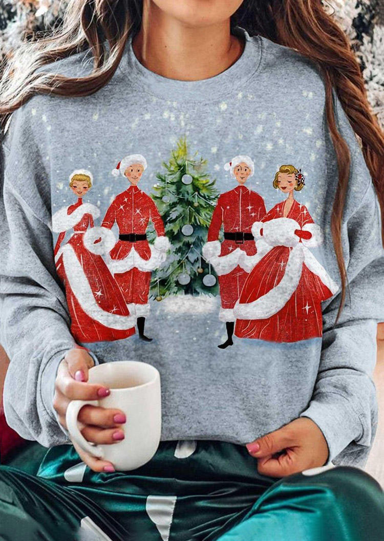 

Christmas Tree Long Sleeve O-Neck Sweatshirt - Gray, SCM021214