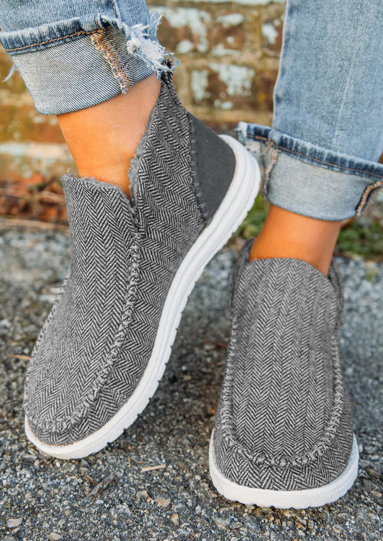 

Patchwork Round Toe Flat Canvas Sneakers - Gray, SCM020292