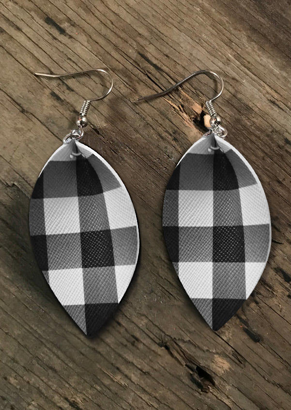 

Checkered PU Hook Earrings, Multicolor, SCM021105