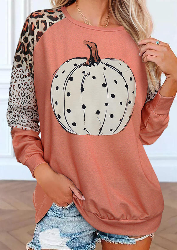 

Autumn Essentials Pumpkin Leopard Sweatshirt - Orange, SCM021117