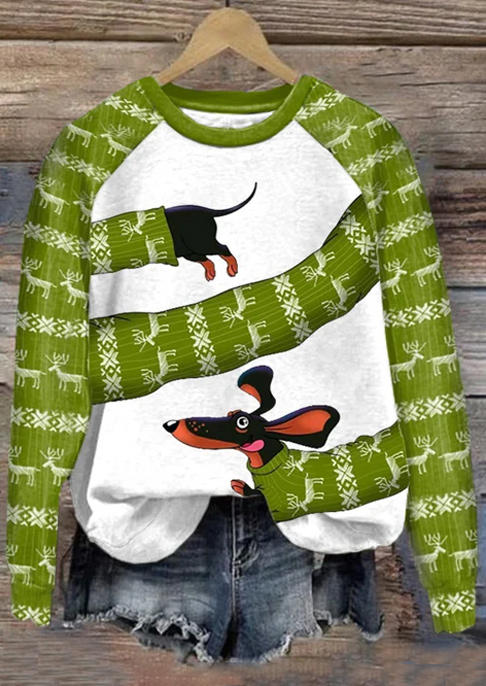 

Christmas Reindeer O-Neck Pullover Sweatshirt - White, SCM021119