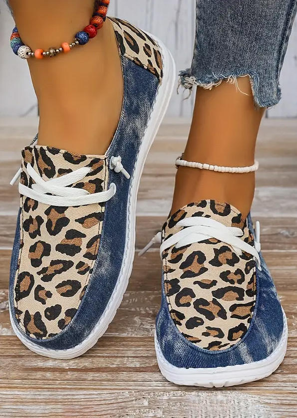 Leopard Slip On Flat Canvas Sneakers