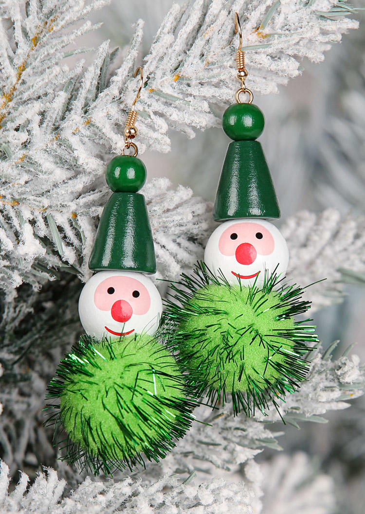 

Christmas Glitter Elves Pom-Pom Earrings, Green;red, SCM021202