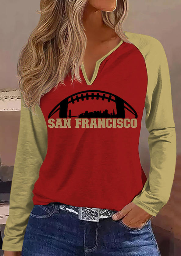 

Football Soccer Raglan Sleeve T-Shirt Tee - Red, SCM021146