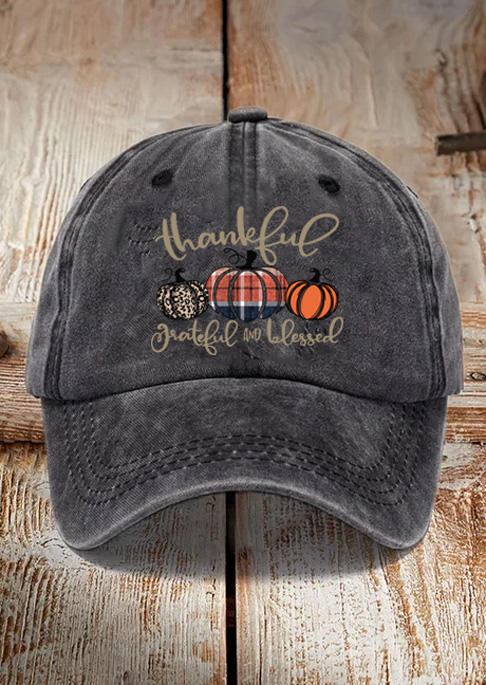 

Thankful Grateful And Blessed Leopard Plaid Pumpkin Baseball Cap, Black, SCM021263