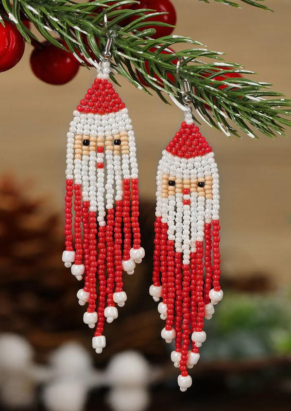 

Christmas Santa Claus Beading Earrings, Multicolor, SCM021285