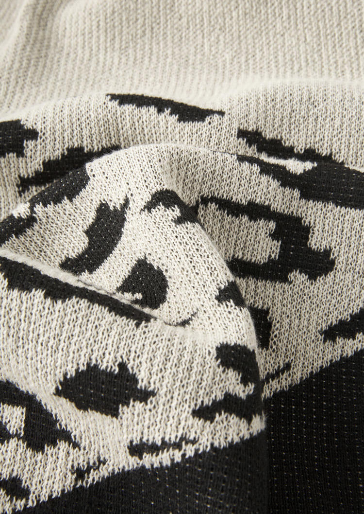 Leopard Color-Blocked One Sided Cold Shoulder Sweater