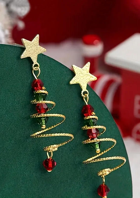 

Christmas Tree Star Alloy Earrings, Multicolor, SCM021318