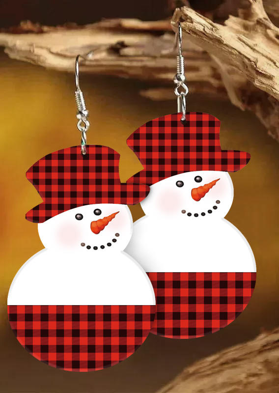 

Christmas Snowman Plaid Acryl Earrings, Multicolor, SCM021355