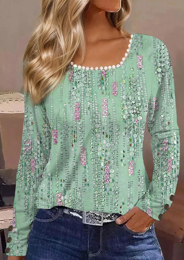 

Floral Lace Stitching Square Collar Blouse, Multicolor, SCM020837