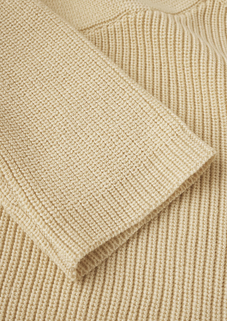 Twist Ribbed Long Sleeve Sweater - Khaki