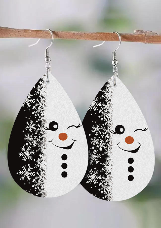 

Christmas Snowman Snowflake Cute Water Drop Earrings, Multicolor, SCM021470
